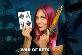 Иллюстрация: war of Bets 10X — ведущая с картами